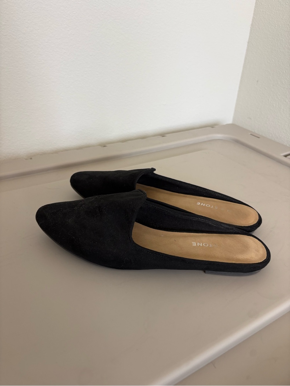 Sun + Stone Black Pointed-Toe Slip-On Mules